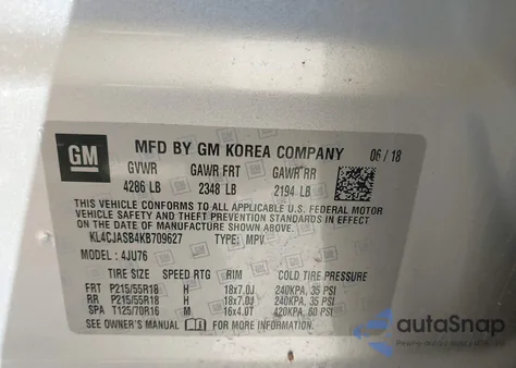 2019 Buick Encore Fwd Preferred z USA, uszkodzony, nr VIN KL4CJASB4KB709627